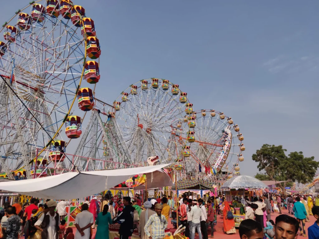 Locals and Tourists enjoying rides at Pushkar Camel Fair